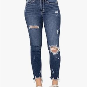 Judy Blue Dark Blue Distressed Skinny Jeans